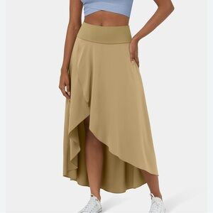Halara Size XL Breezeful  Ruffle 2-in-1 Quick Dry Flowy Hi-Low Maxi Skirt